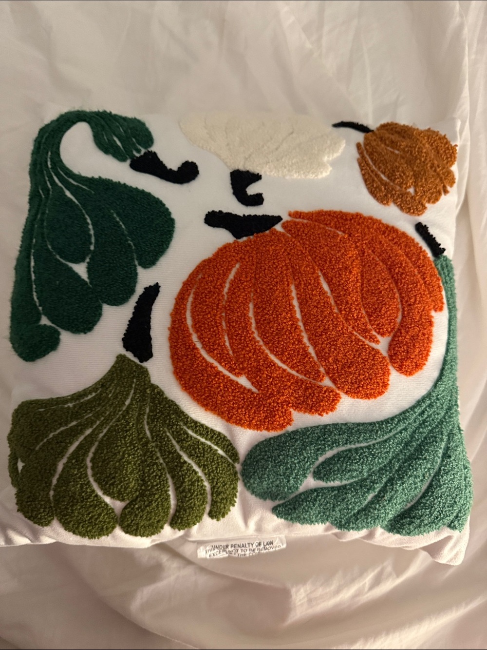 Tufted Pumpkin Accent Pillow Cover - Vibrant Orange & Green